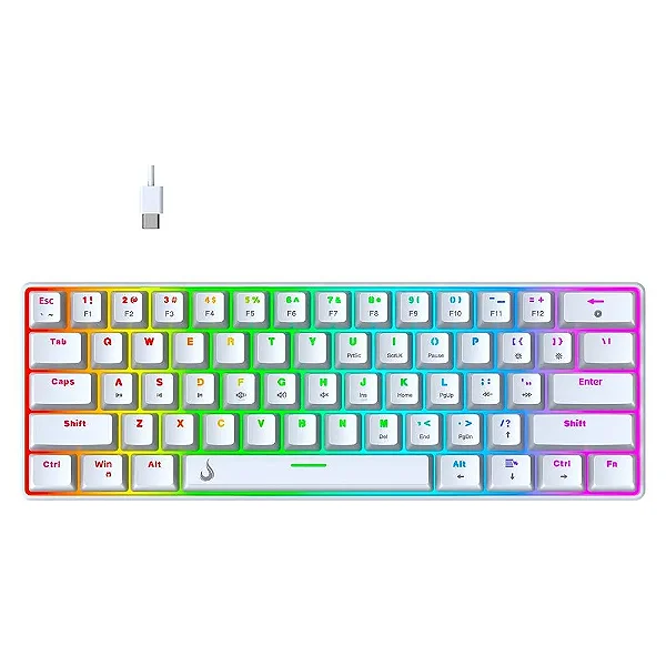 Teclado Mecânico Gamer Rise Mode GM1 RGB Switch Blue Branco - RM-TCM-GM1-WBLUE