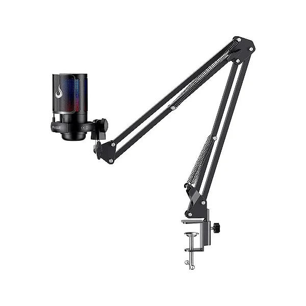 Microfone Gamer Rise Mode Elite 08 RGB Com Suporte Articulado USB-C Preto - RM-ME-08-B