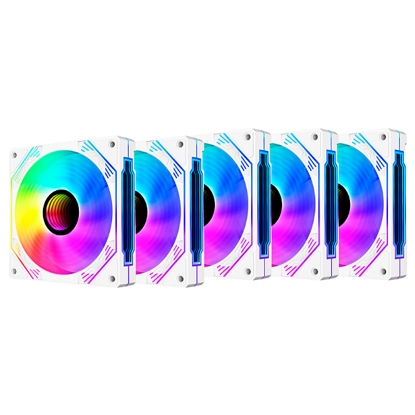 Kit 6 Fan Hayom RGB 120mm Sem Controladora Branco – FC1309