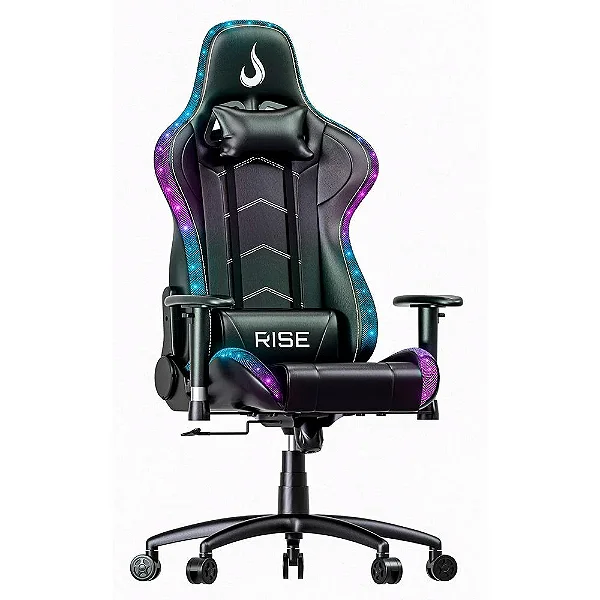 Cadeira Gamer Rise Mode Z6 ARGB Ângulo Ajustável Braço 2D Até 120kg Preto - RM-CG-06-BK-RGB