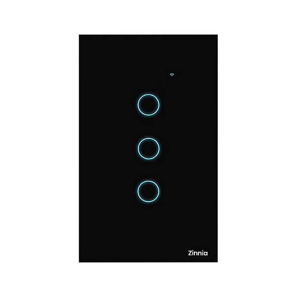 Interruptor Smart Zinnia 3 Botões 10A Wi-Fi 50/60Hz Preto - ZNS-I3B-BK01