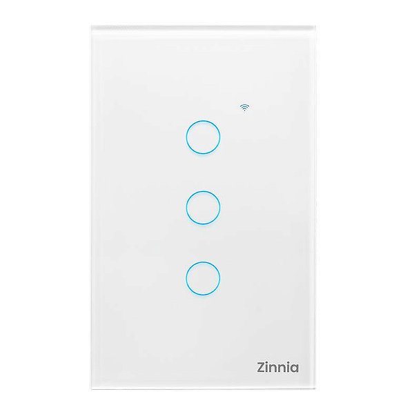 Interruptor Smart Zinnia 3 Botões 10A Wi-Fi 50/60Hz Branco - ZNS-I3B-WH01
