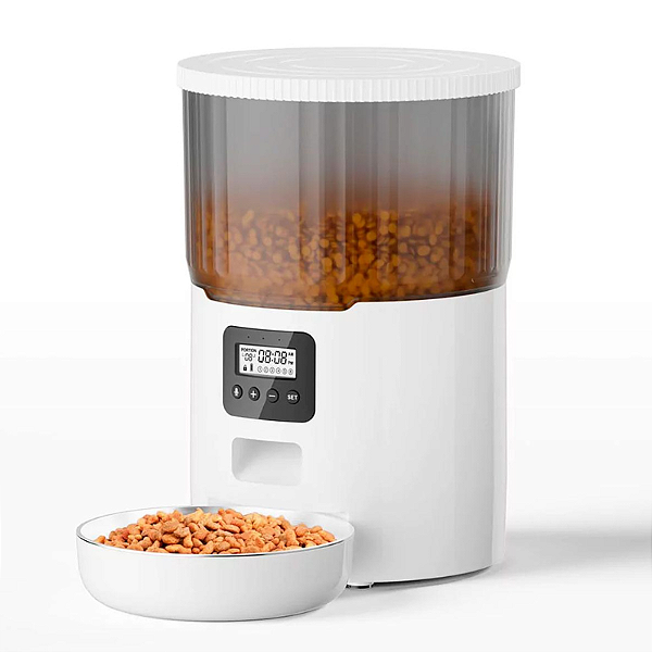 Smart Alimentador Para Pets Newpet 4L Automático Com Gravação De Voz Controle APP Branco - NP999