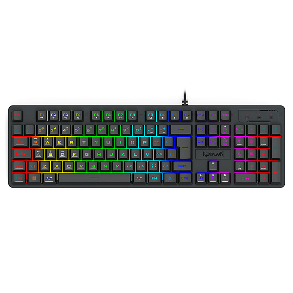 Teclado Gamer Redragon Netherbane Rainbow Full Size Preto ABNT2 - K521-R PT