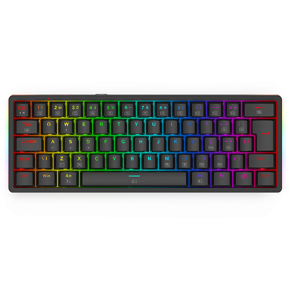 Teclado Mecânico Gamer Redragon Akali ABNT2 RGB USB Switch Marrom Preto -K642-RGB