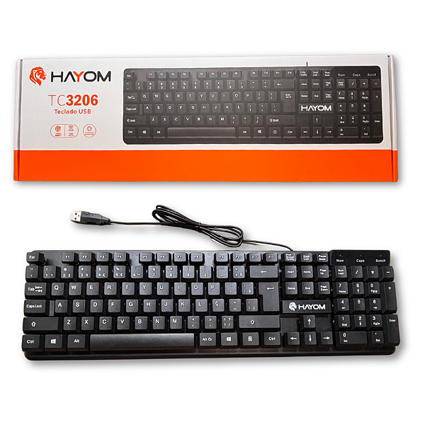 Teclado Office Hayom TC3206 USB 104 Teclas ABNT Ergonômico Silencioso Preto - TC3206