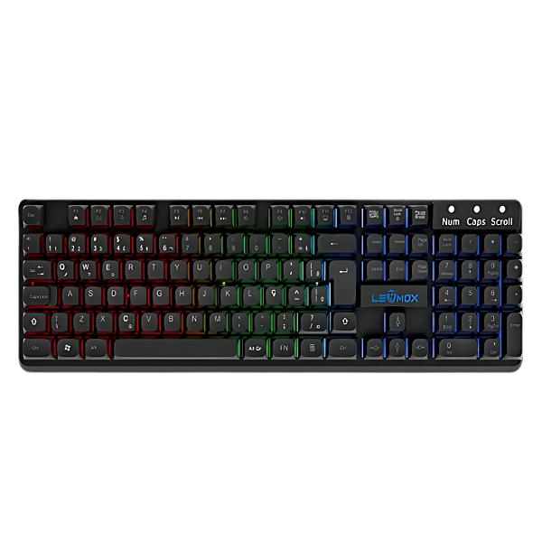 Teclado Gamer Lehmox LEY-2087 RGB USB 1,5M ABNT Teclas Flutuantes Preto - LEY-2087