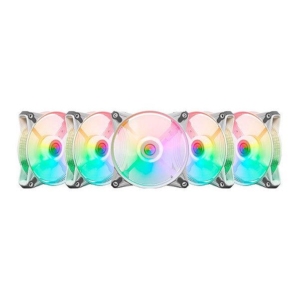 Kit 5 Fans TGT Humber ARGB Com Controladora 120mm Branco - TGT-HR5-WH01