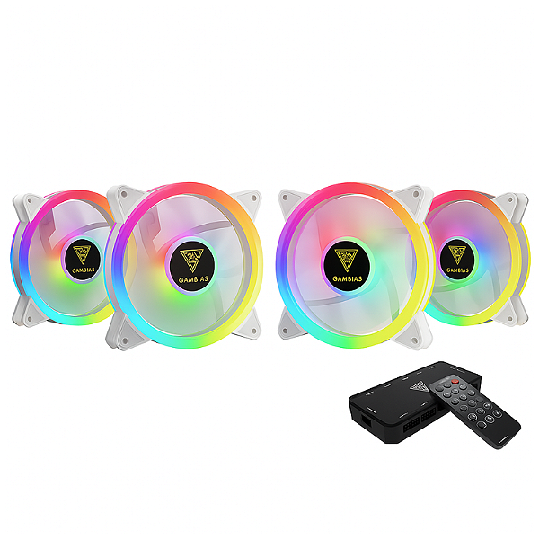 Kit 4 Fans Gamdias Aeolus 120mm Com Controladora Branco - AEOLUS M2-1204R WH