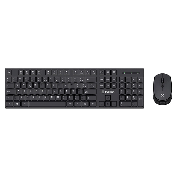 Kit Teclado e Mouse Fortrek Sem Fio CW11 1600DPI ABNT2 Wireless Preto - CW11