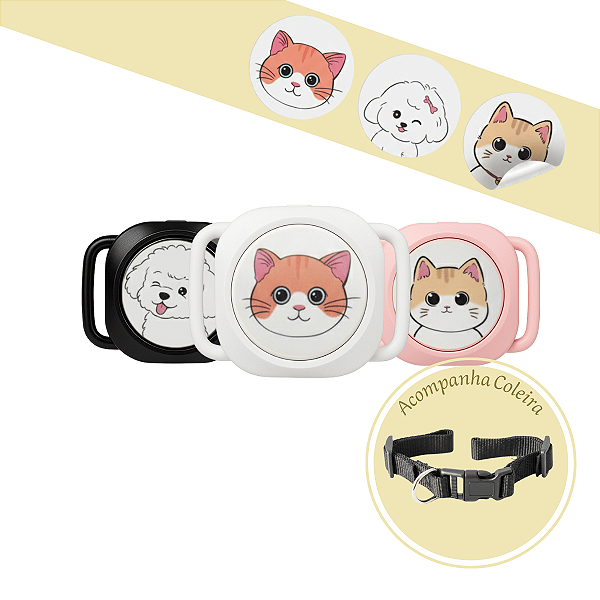 Smart Tag Rastreador para Pet com Coleira Compatível com Iphone - Branco