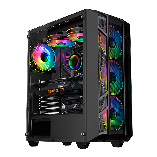 Gabinete Gamer Kalkan Alfern S/Fan S/Fonte MidTower Micro-ATX Preto - KLK00034