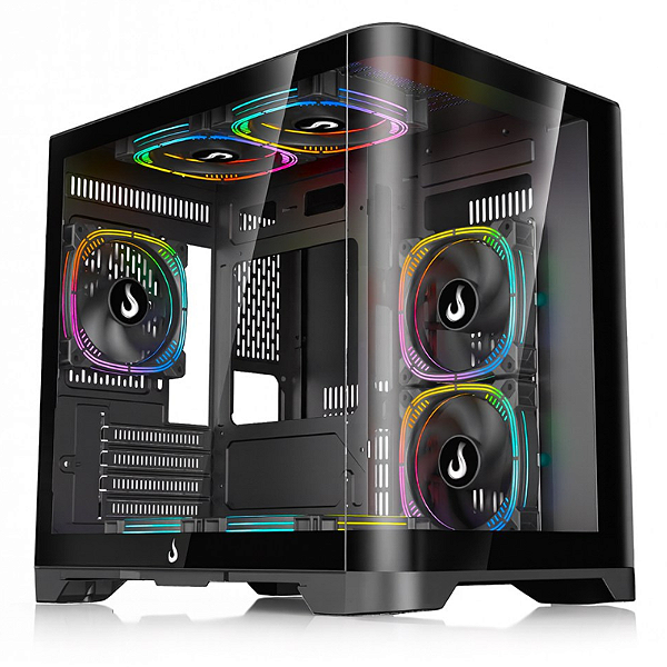 Gabinete Gamer Rise Mode Galaxy Curved S/Fan S/Fonte MiniTower USB 3.0 Preto - RM-GA-GC-FB