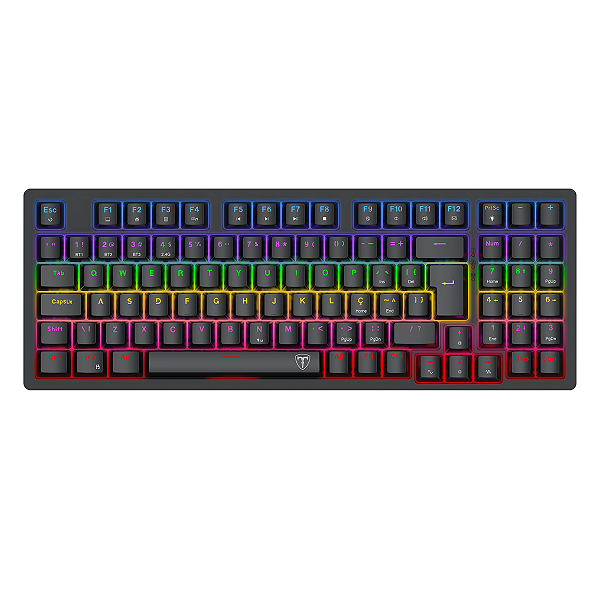 Teclado Mecânico T-Dagger Holysword Rainbow Sem Fio Switch Marrom 1800 Compact Preto - T-TGK331-BR