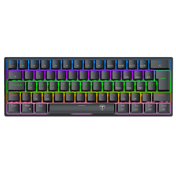 Teclado Mecânico T-Dagger Arena Pro Sem Fio Rainbow 60% Switch Marrom Preto - T-TGK321PRO-BR PT