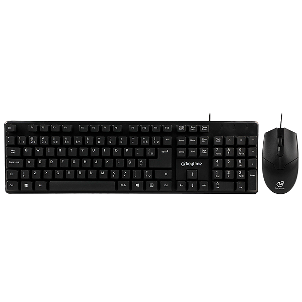 Kit Teclado Membrana e Mouse Keytime Minimal Full Size 1000DPI USB2.0 Preto - KYT00015