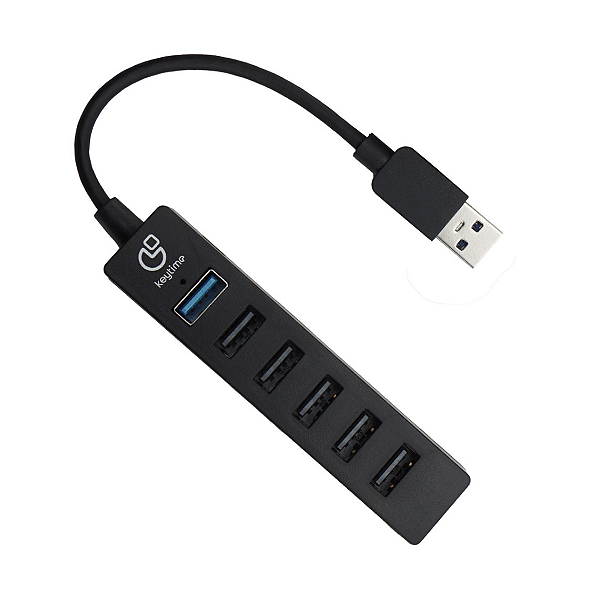Hub USB Keytime Dataport 7 Em 1 KYT00036 1x USB 3.0 6x USB 2.0 Preto - KYT00036