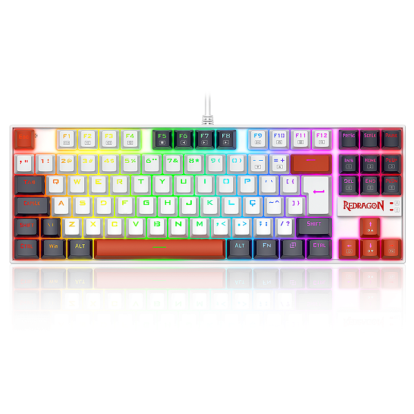 Teclado Mecânico Gamer Redragon Kumara RGB Switch Marrom Branco Preto e Vermelho - TKL K552WLR-RGB