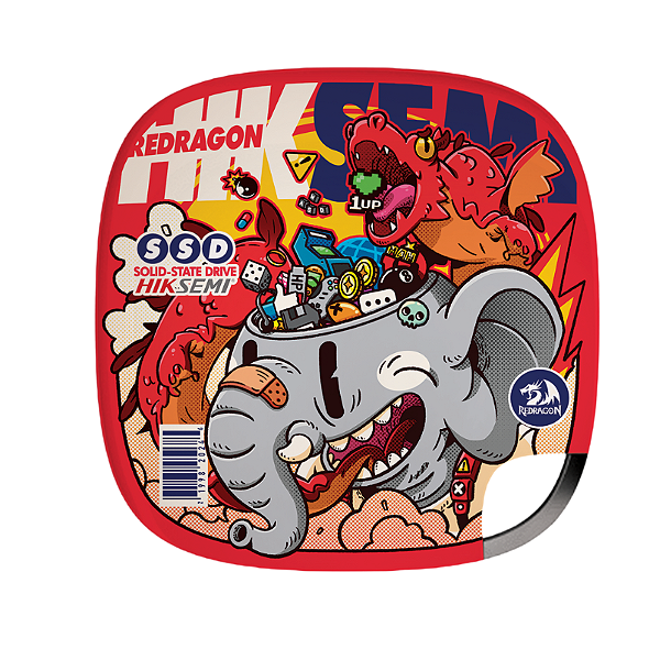 SSD Externo Redragon X Hiksemi 256GB Elefante 450MB/s USB-C 3.0 Vermelho - GD801