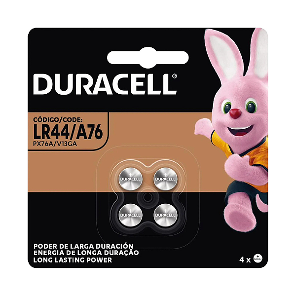 Pilha Botão Duracell Alcalina 1,5v LR44 Com 4 Pilhas Longa Duração - A76