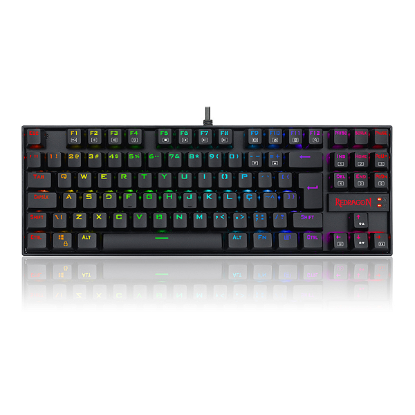 Teclado Magnético Redragon Kumara Pro V2 RGB Switch Marrom USB Preto - K552RGB-PRO