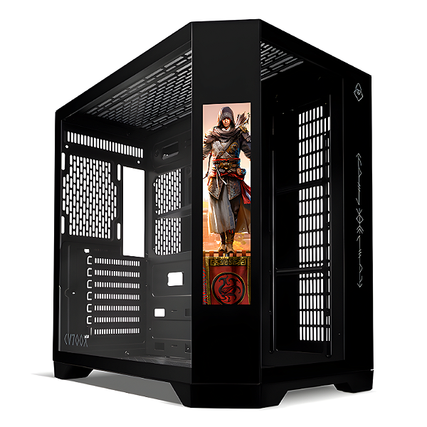 Gabinete Gamer Mancer CV700X S/Fan S/Fonte MidTower C/Tela LCD Lateral Vidro Preto - MCR-CV700X-BK