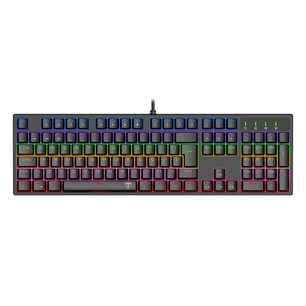 Teclado Mecânico T-Dagger Rebel Rainbow Switch Marrom USB Preto - T-TGK328-BR