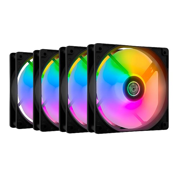Kit 4 Fans TGT Striker Rainbow 120mm - TGT-STK4-BLRBW