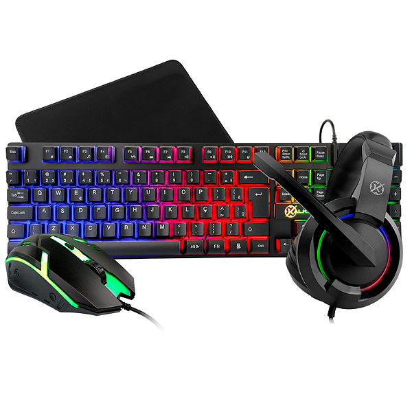 Kit Teclado Mouse Mousepad Speed e Headset 4 Em 1 Kalkan Odin Lite 2400DPI - KLK00060