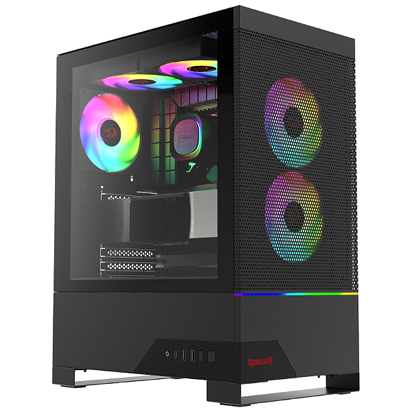 Gabinete Gamer Redragon Carbon RGB S/Fans S/Fonte Fibra de Carbono Preto - CA-610B