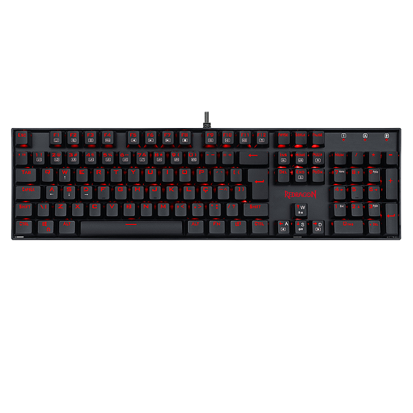 Teclado Mecânico Gamer Redragon Mitra Led Vermelho Switch Marrom Full Size USB 2.0 - K551-1