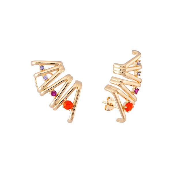 Brinco ear cuff colorido