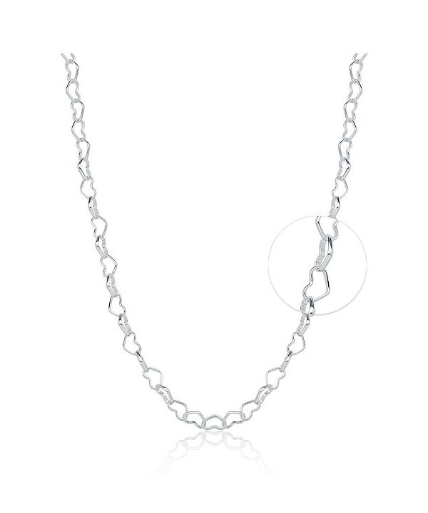 Colar de elos de coração na prata 925