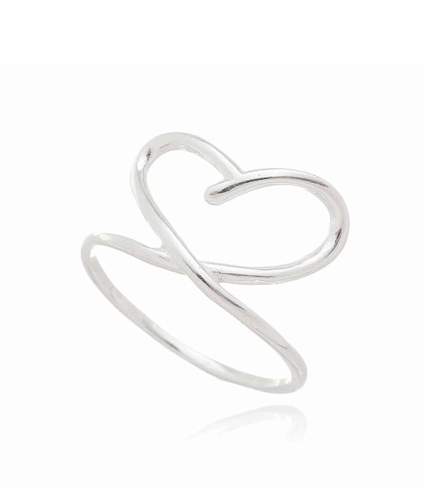 Anel de coração vazado prata 925 (escolha o tamanho)