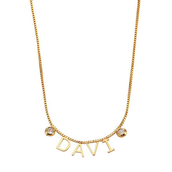 Colar personalizado de nome ponto de luz no início e no final