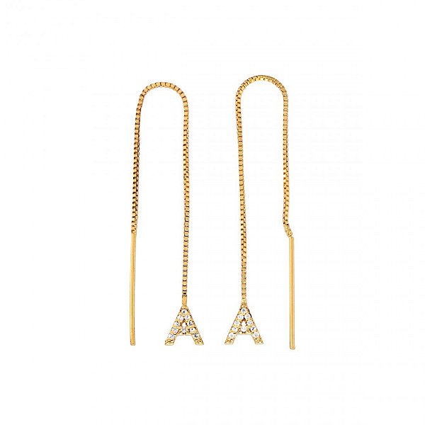 Brinco personalizado de gancho com letra cravejada