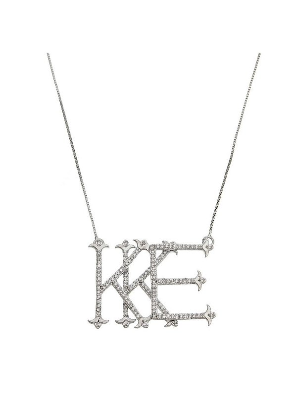 Colar monograma personalizado com três letras cravejadas