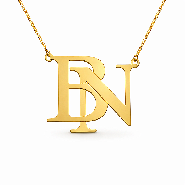 Colar monograma personalizado liso com duas letras