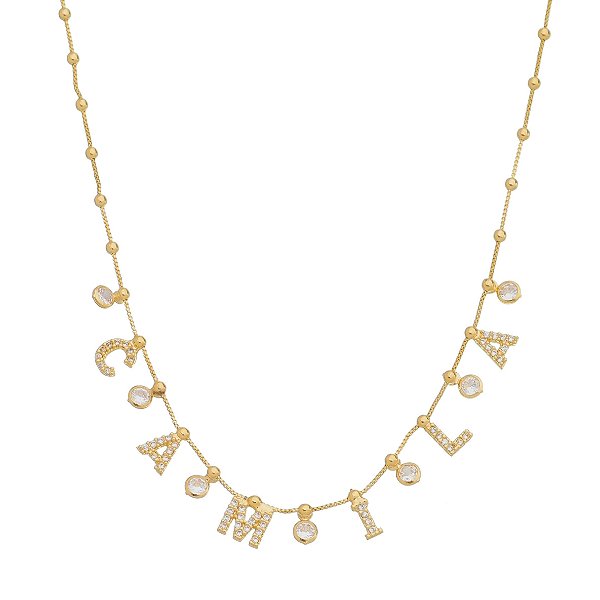 Colar personalizado de nome com letra cravejada
