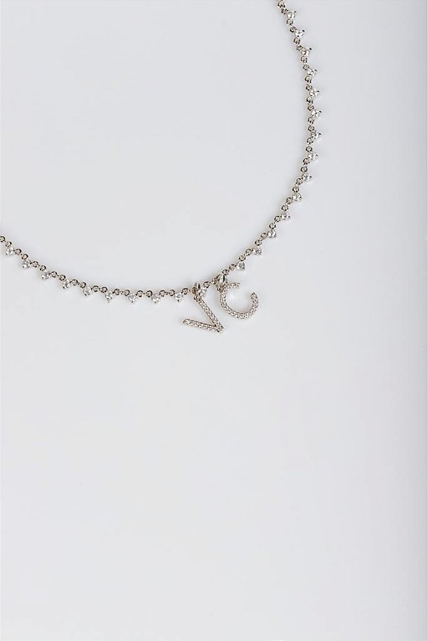 Colar personalizado de riviera com duas letras