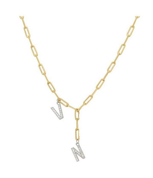 Colar  personalizado de gravata de elos e letras cravejada