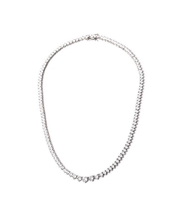 Colar riviera três garras decrescente no ródio branco