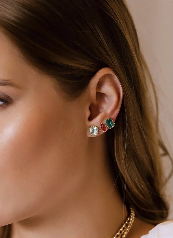 Trio de brinco colorido