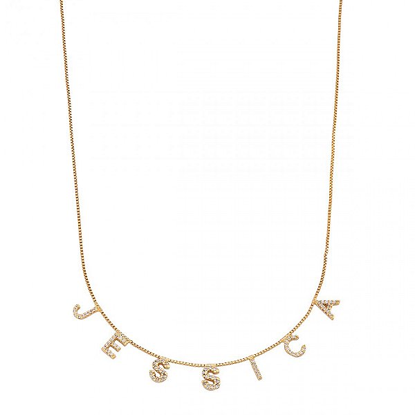 Colar personalizado de nome com letra cravejada