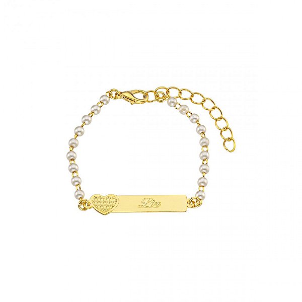 Pulseira personalizada de nome com coração