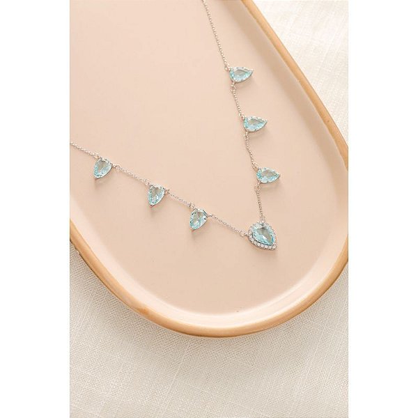 Colar de pedra acqua marine