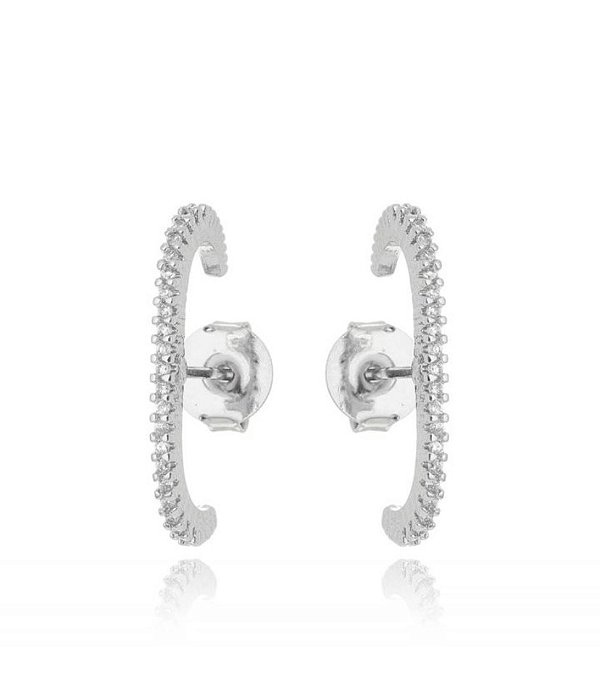 Brinco ear hook cravejado de prata 925