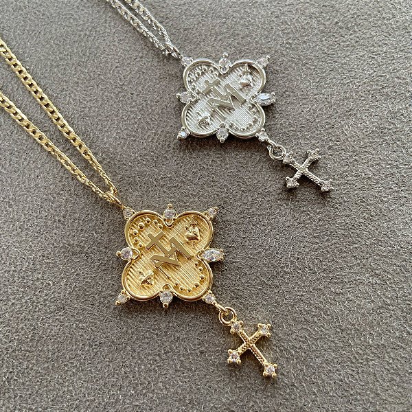 Colar da medalha de Nossa Senhora Das Graças cristal