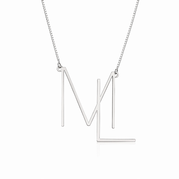 Colar monograma personalizado de prata liso