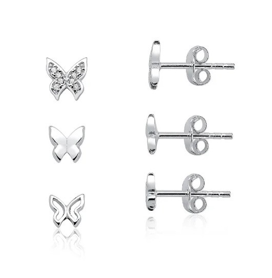 Trio de borboleta na prata